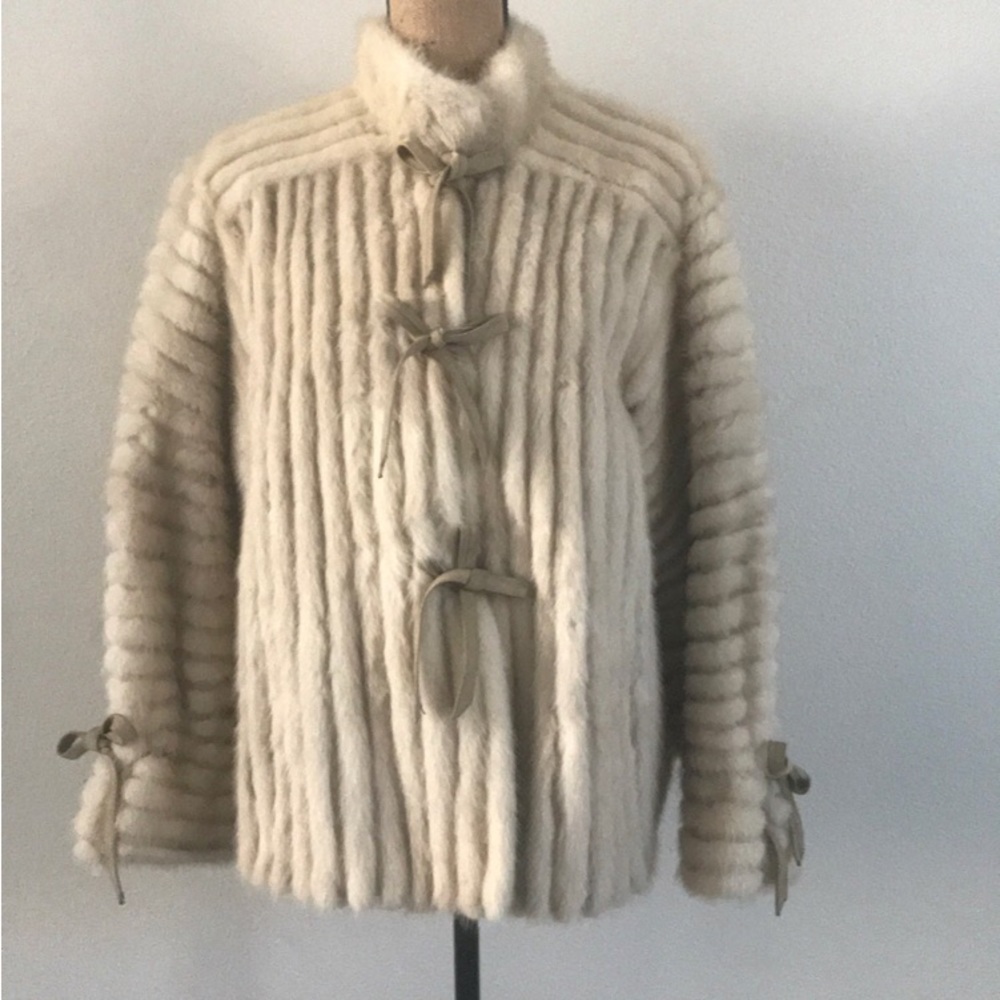 Real cream mink fur coat